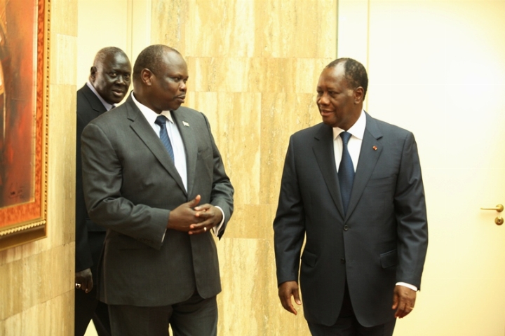 Audiences du chef de l`Etat: un Envoyé spécial du Président de la République du Sud-Soudan chez Alassane Ouattara